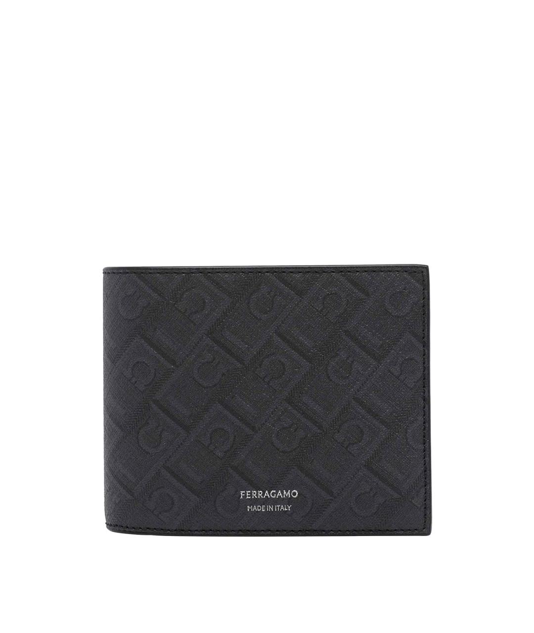 FERRAGAMO Черный кожаный кошелек, фото 1