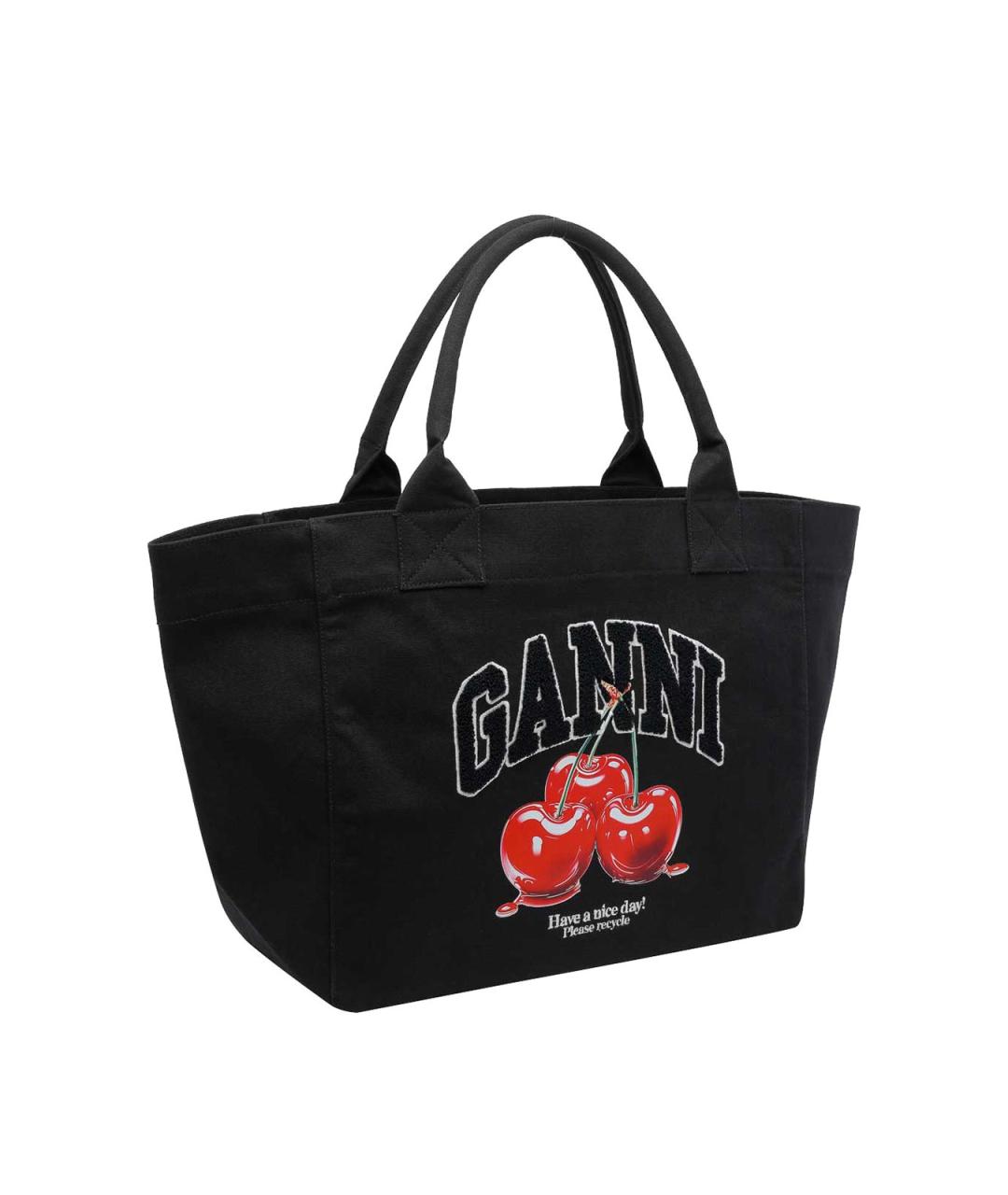 GANNI Черная хлопковая сумка тоут, фото 2