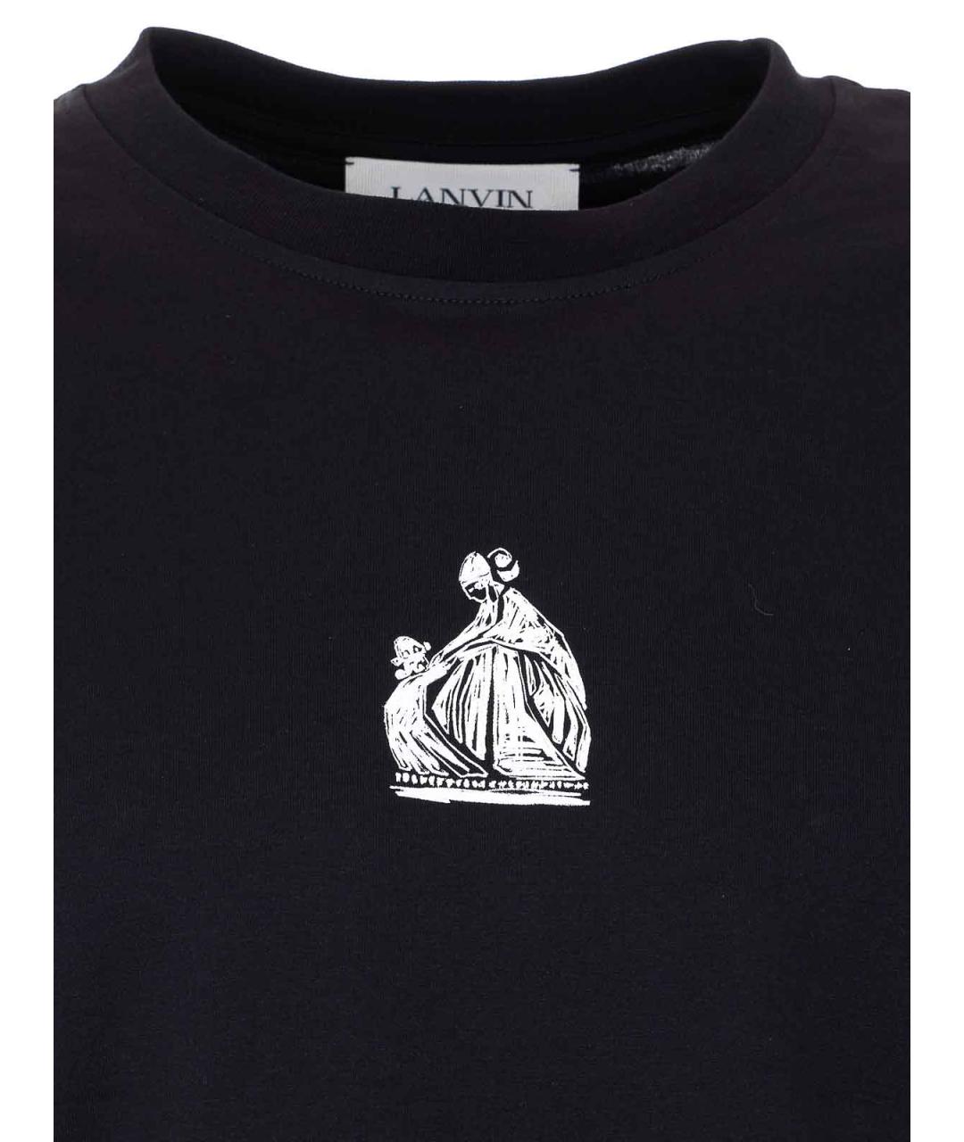 LANVIN Черная хлопковая футболка, фото 4