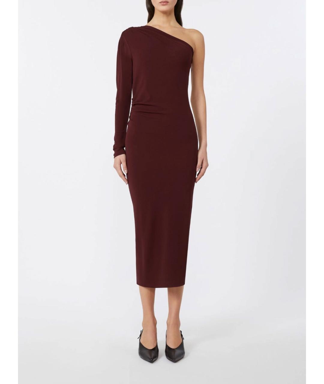MAX MARA STUDIO Бордовое вискозное повседневное платье, фото 3
