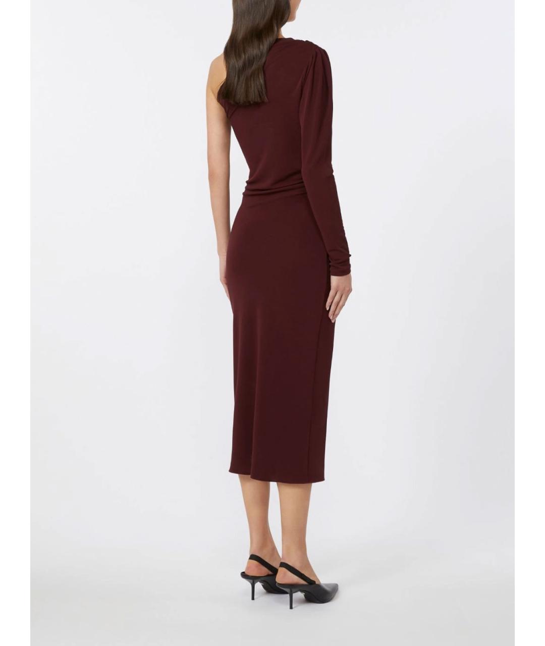MAX MARA STUDIO Бордовое вискозное повседневное платье, фото 4