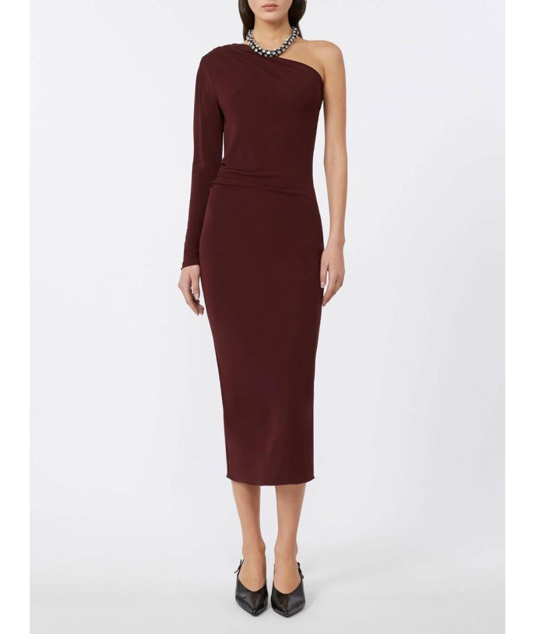 MAX MARA STUDIO Бордовое вискозное повседневное платье, фото 2