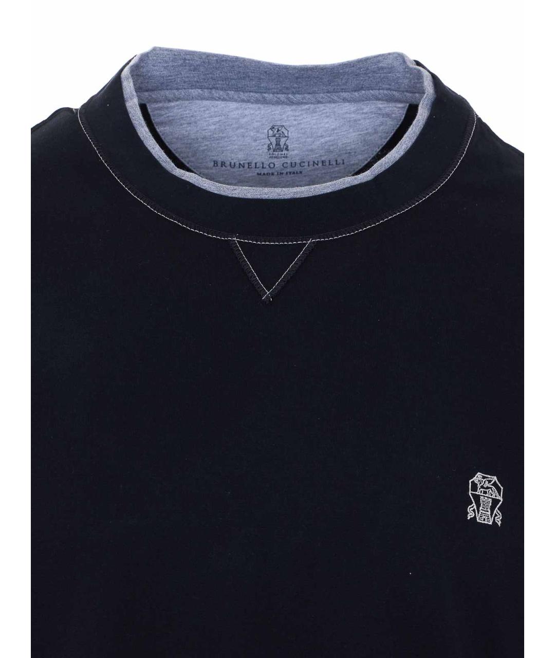 BRUNELLO CUCINELLI Черная хлопковая футболка, фото 4