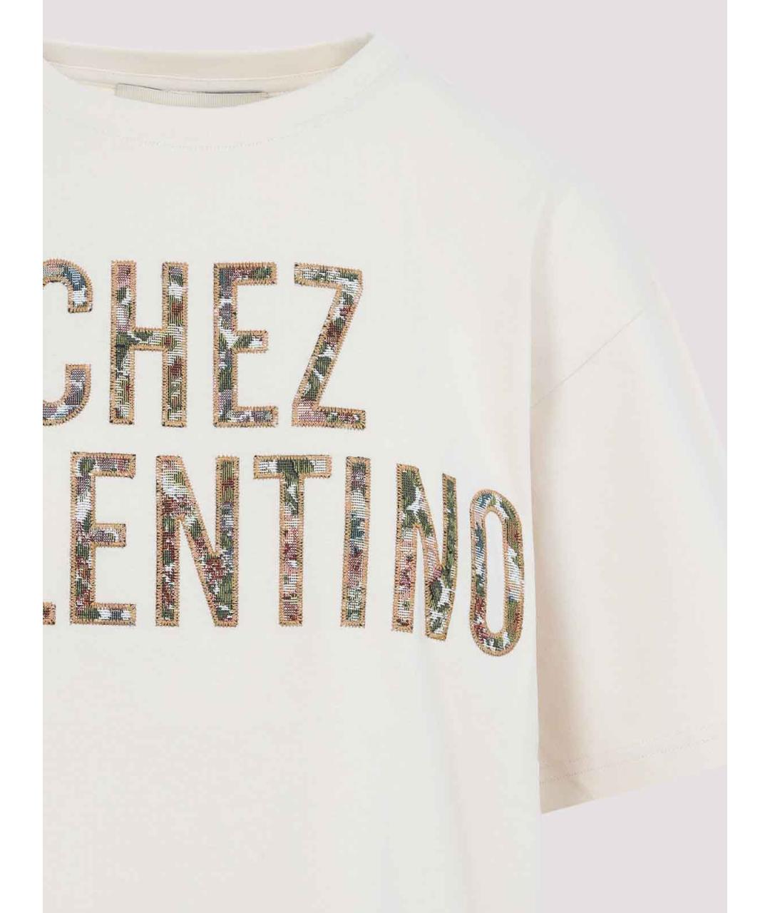 VALENTINO Бежевая хлопковая футболка, фото 3