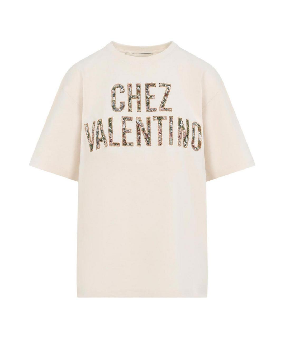 VALENTINO Бежевая хлопковая футболка, фото 1