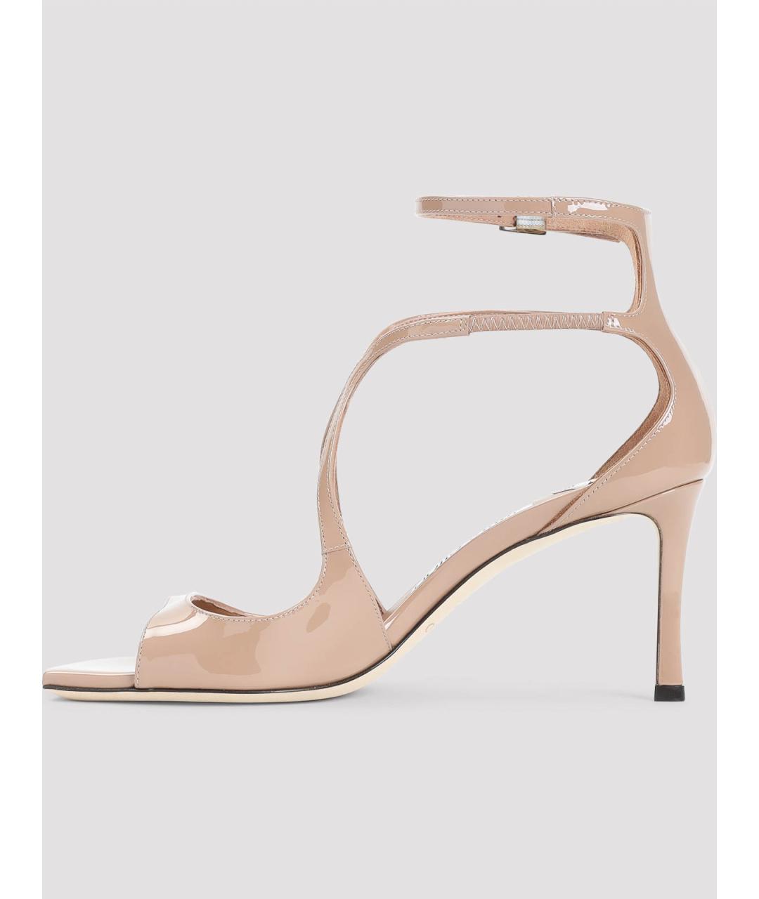 JIMMY CHOO Бежевые босоножки из лакированной кожи, фото 2