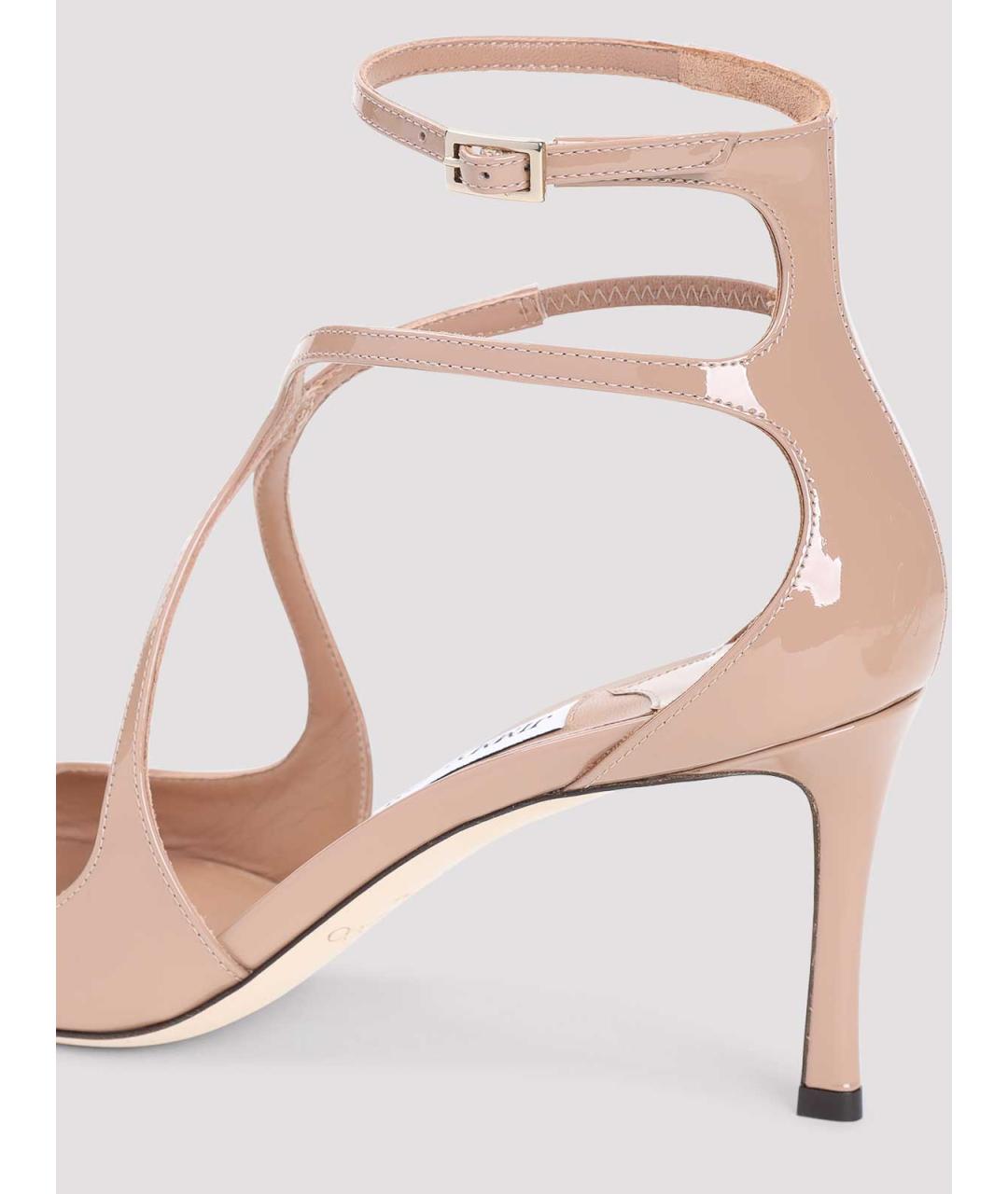 JIMMY CHOO Бежевые босоножки из лакированной кожи, фото 4