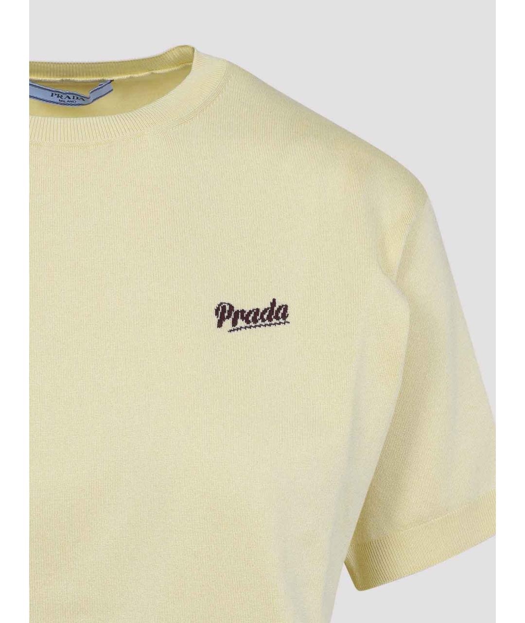 PRADA Желтая хлопковая футболка, фото 3
