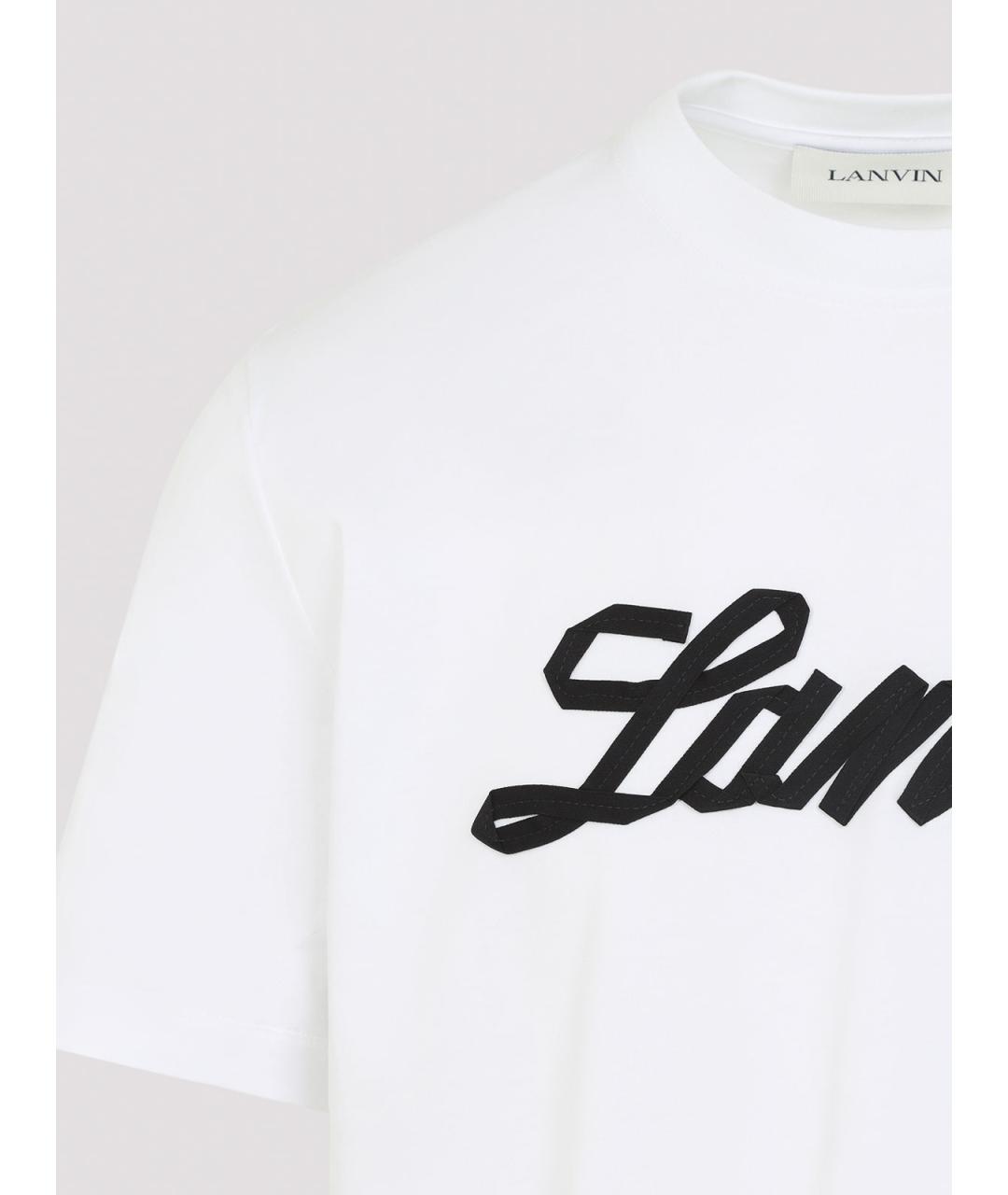 LANVIN Белая хлопковая футболка, фото 3