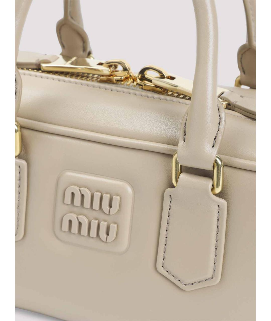 MIU MIU Бежевая кожаная сумка тоут, фото 3