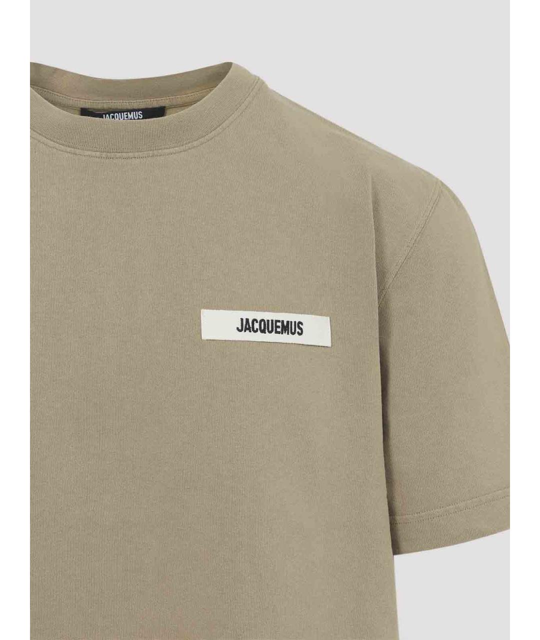 JACQUEMUS Бежевая хлопковая футболка, фото 3