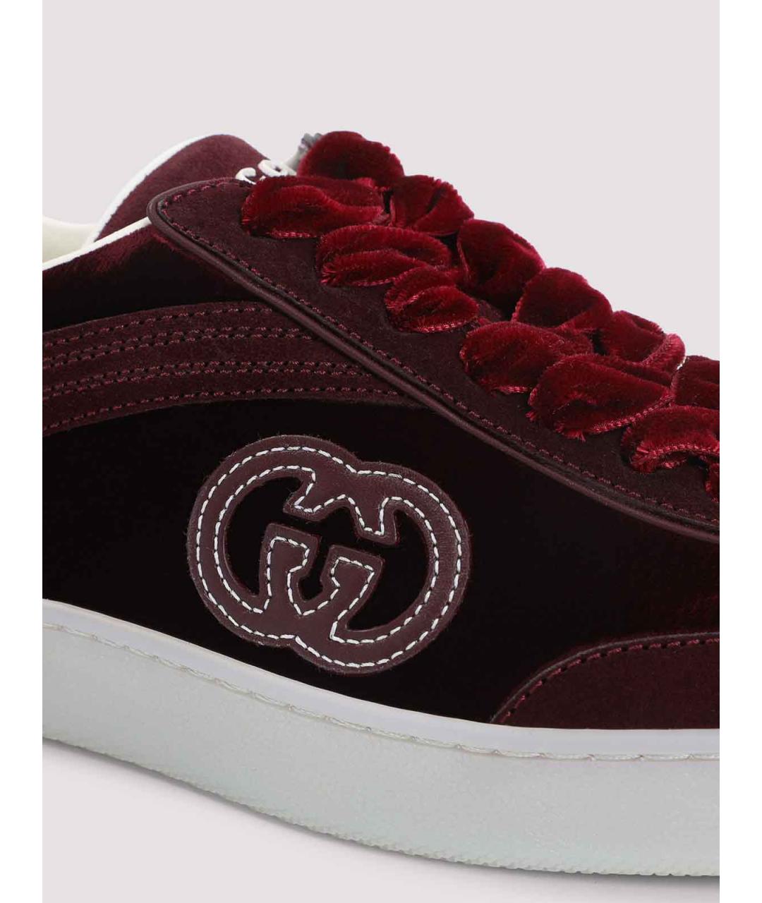 GUCCI Бордовые замшевые кеды, фото 4