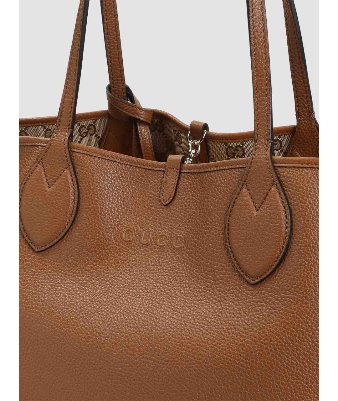GUCCI Коричневая кожаная сумка тоут, фото 3