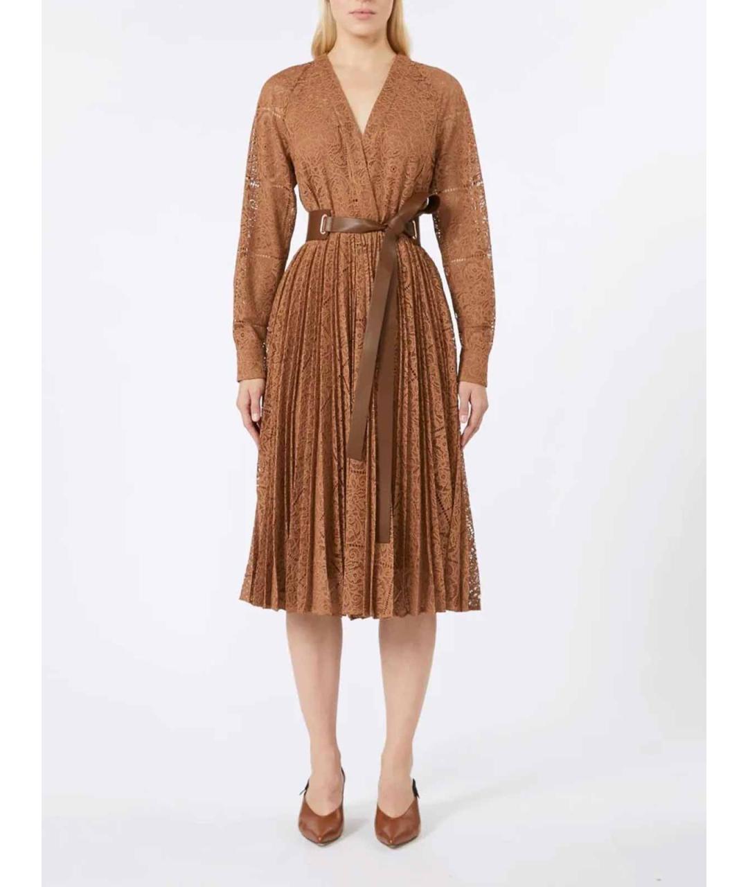 MAX MARA STUDIO Коричневое полиэстеровое вечернее платье, фото 3