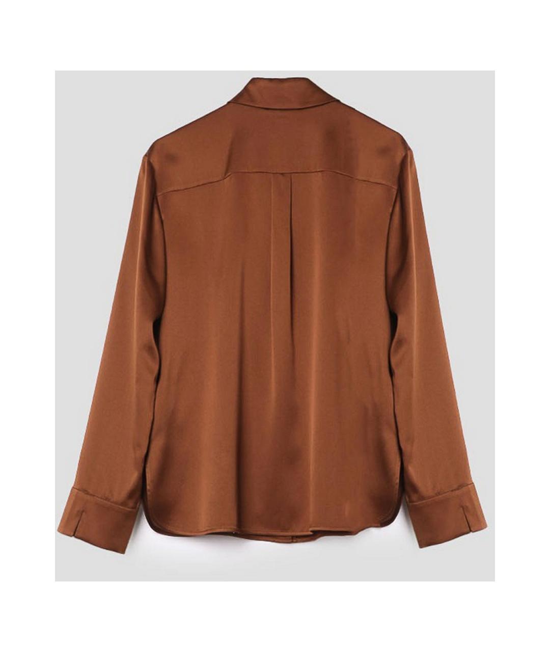 MAX MARA Коричневая шелковая рубашка, фото 2