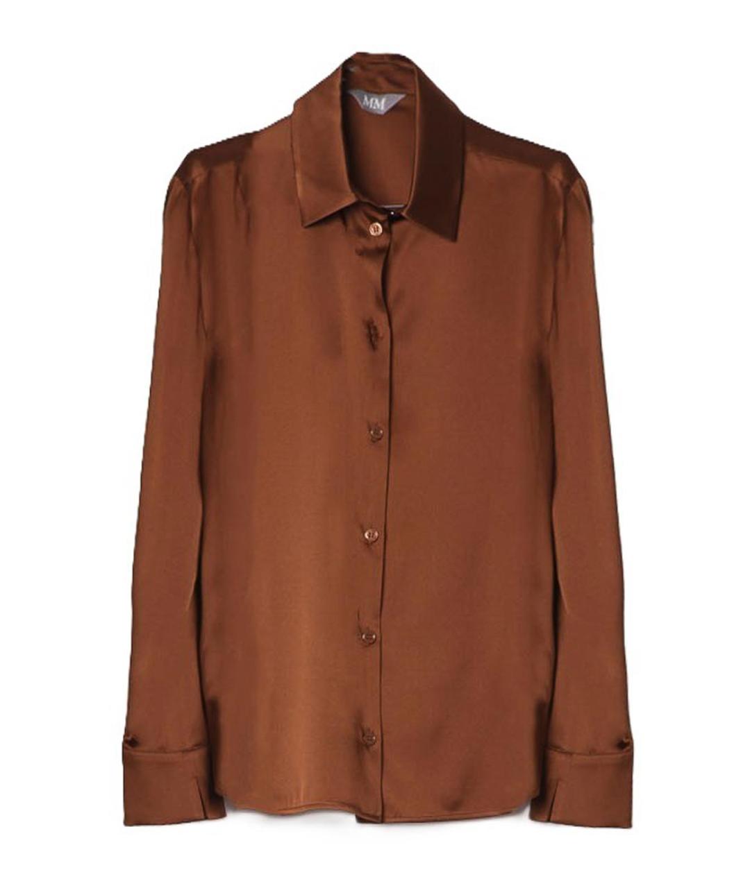 MAX MARA Коричневая шелковая рубашка, фото 1