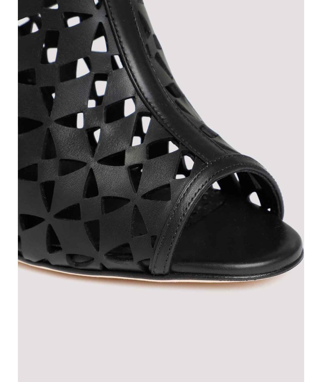 MANOLO BLAHNIK Черные кожаные босоножки, фото 4