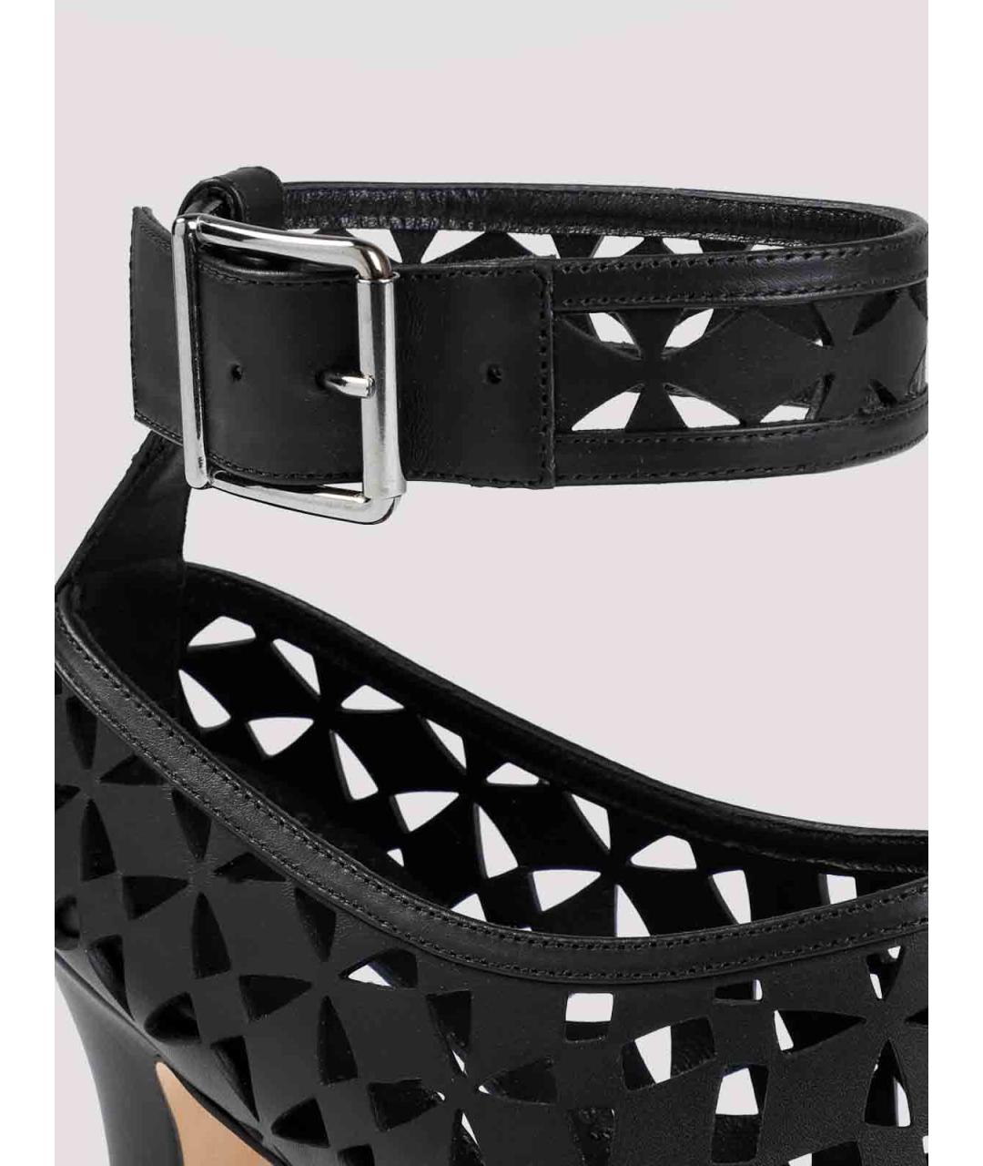 MANOLO BLAHNIK Черные кожаные босоножки, фото 3