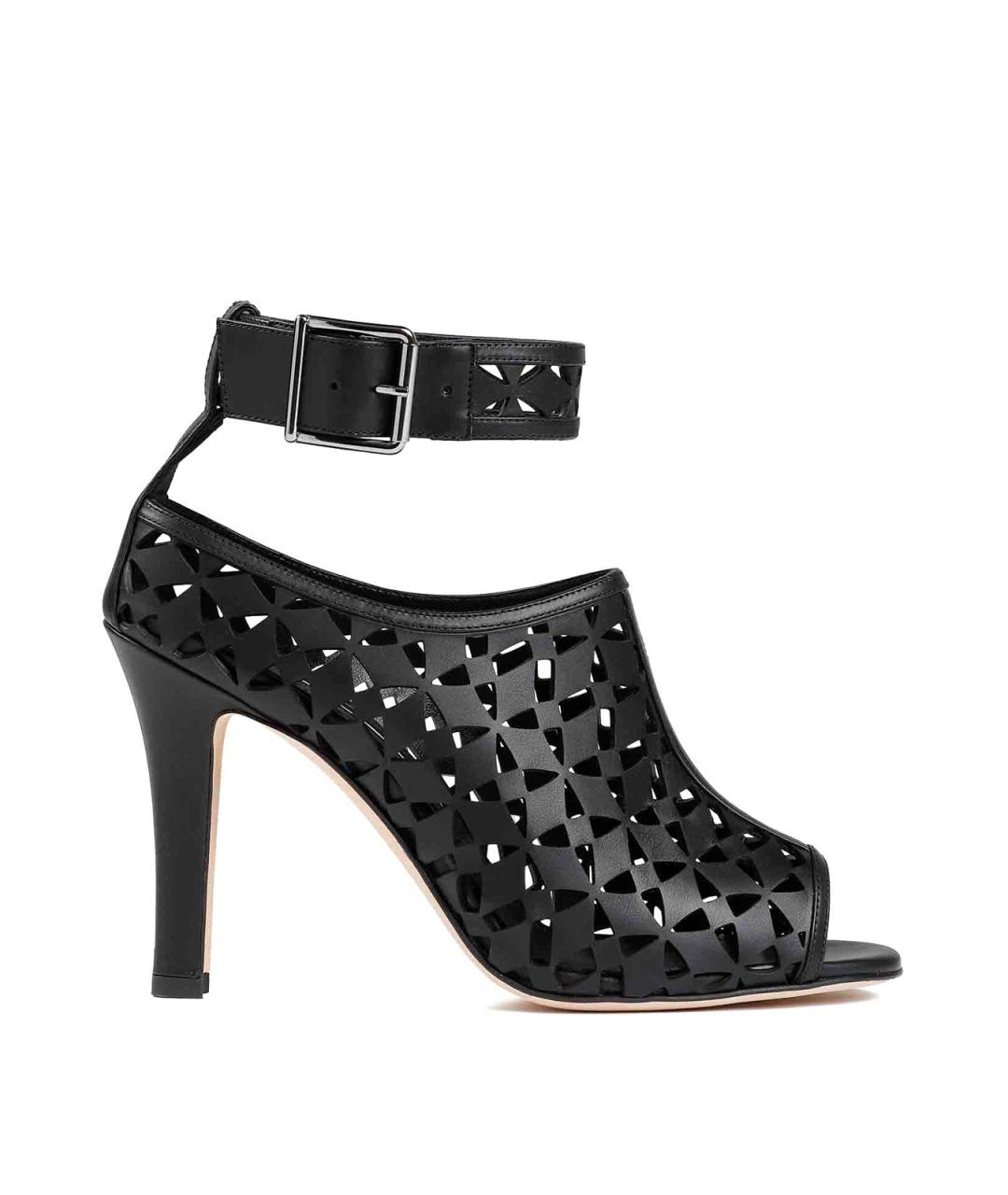 MANOLO BLAHNIK Черные кожаные босоножки, фото 1