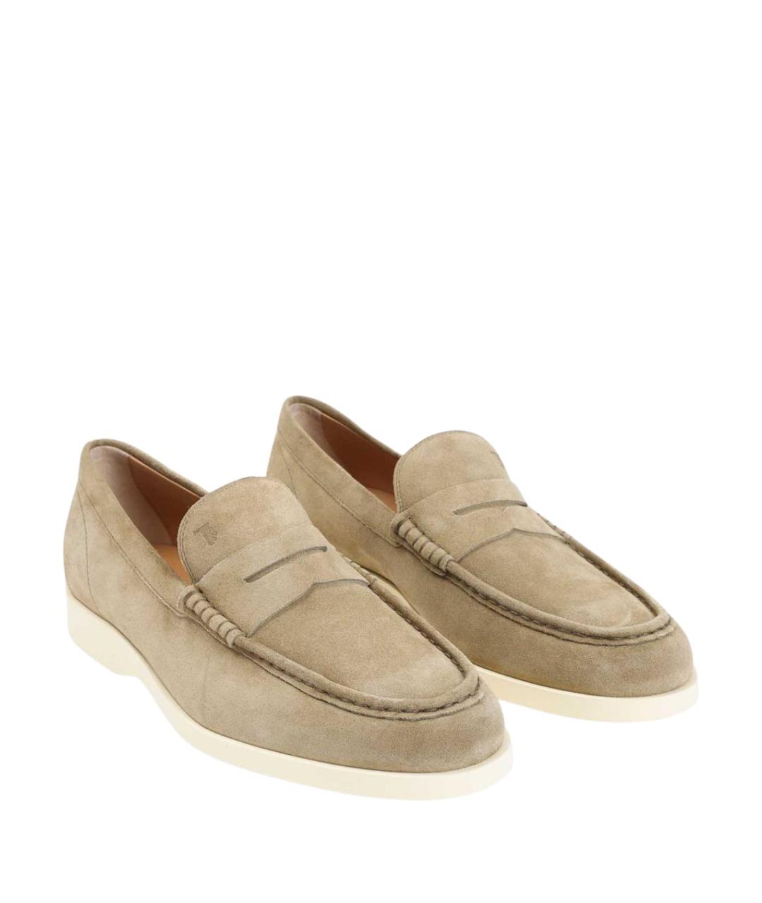 TOD'S Бежевые замшевые лоферы, фото 3