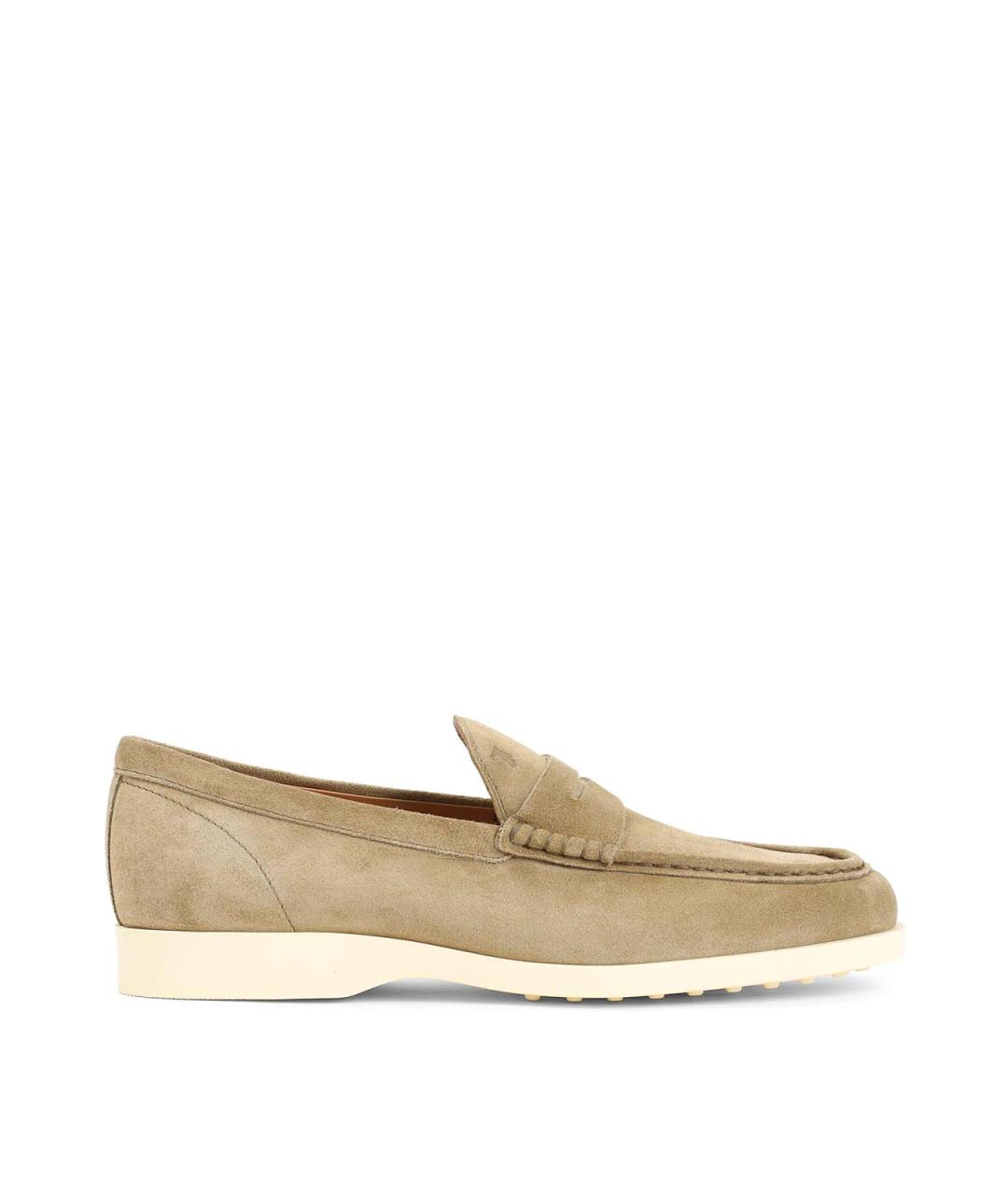 TOD'S Бежевые замшевые лоферы, фото 1