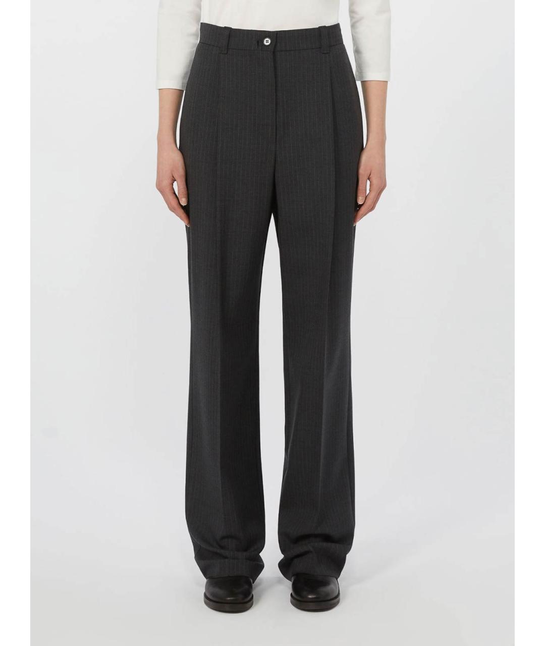 WEEKEND MAX MARA Серые кожаные брюки широкие, фото 3