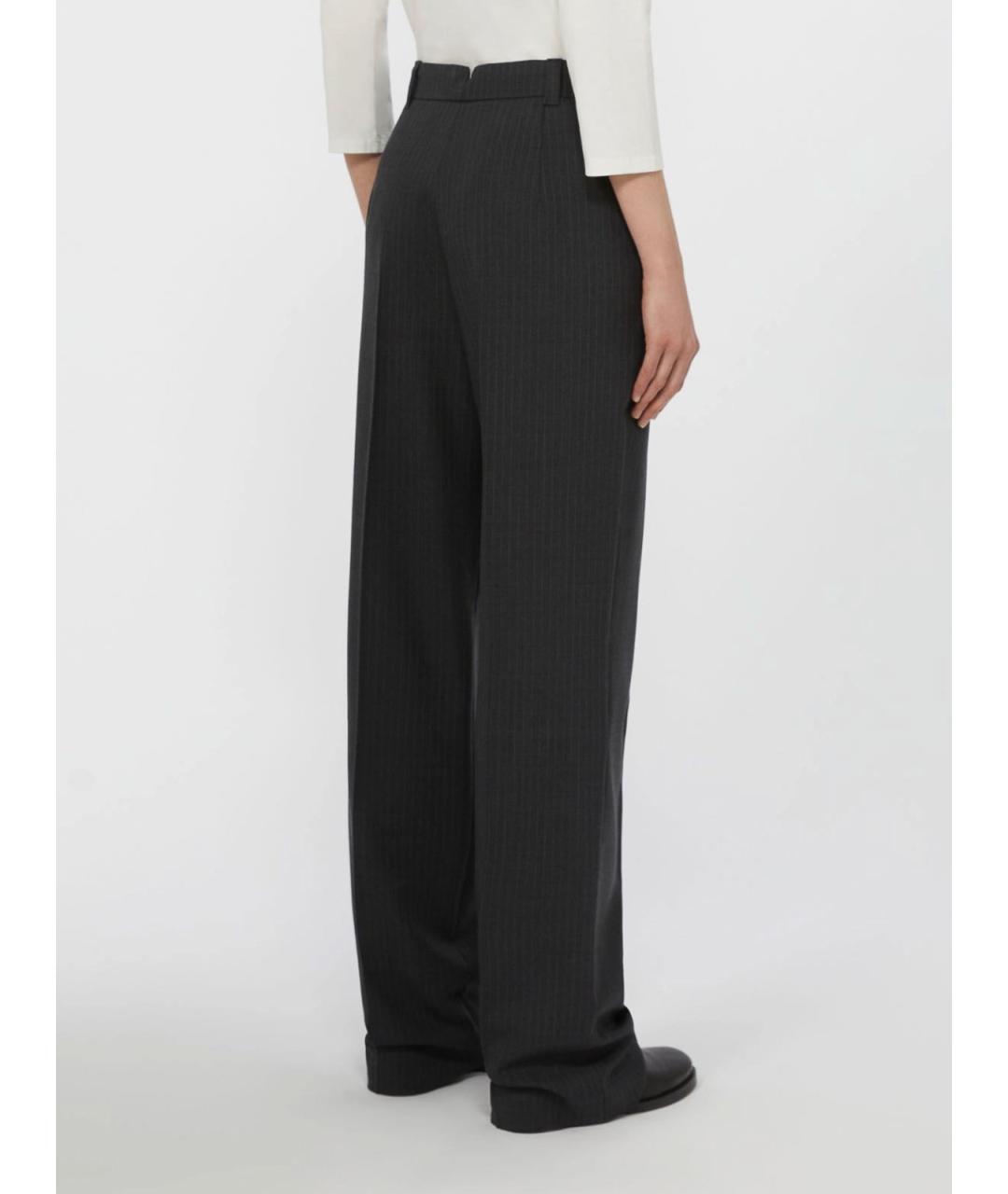 WEEKEND MAX MARA Серые кожаные брюки широкие, фото 4