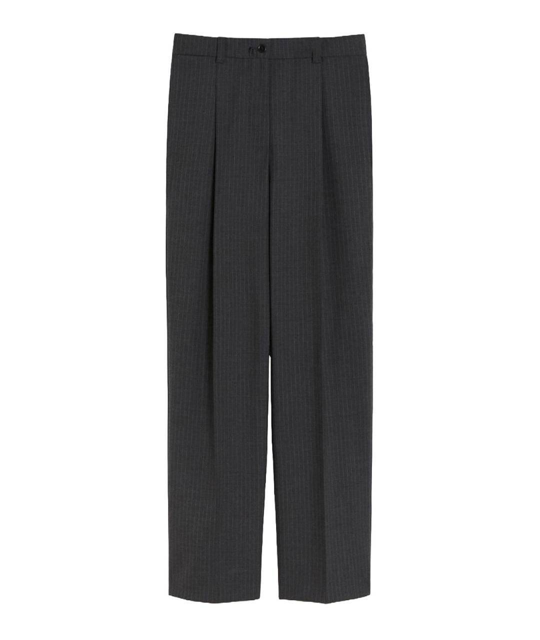 WEEKEND MAX MARA Серые кожаные брюки широкие, фото 1