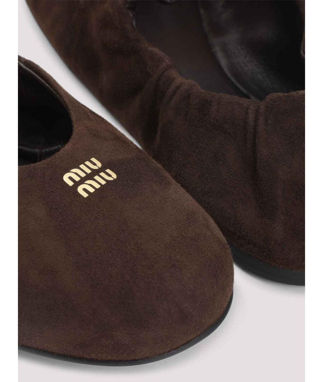 MIU MIU Коричневые замшевые балетки, фото 4