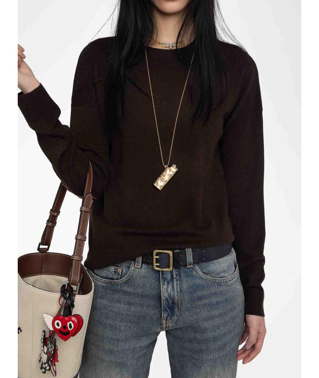 ZADIG & VOLTAIRE Коричневый хлопковый джемпер / свитер, фото 6