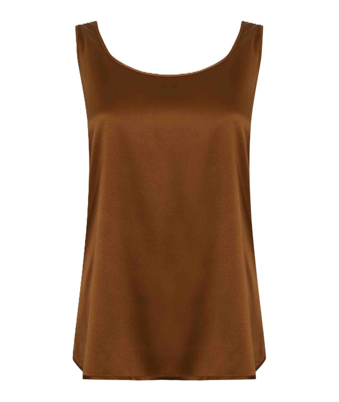 MAX MARA Коричневая шелковая майка, фото 1