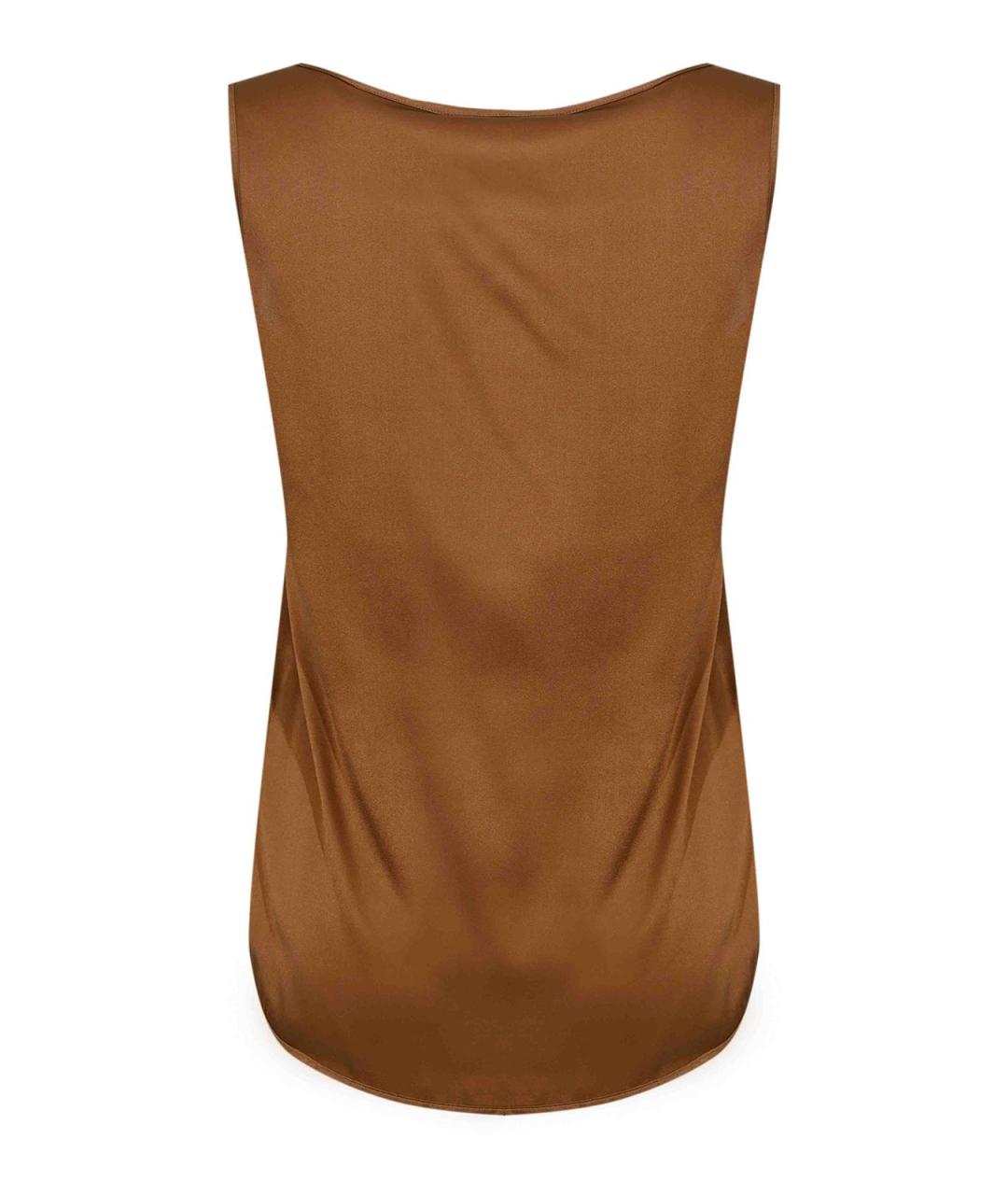 MAX MARA Коричневая шелковая майка, фото 2