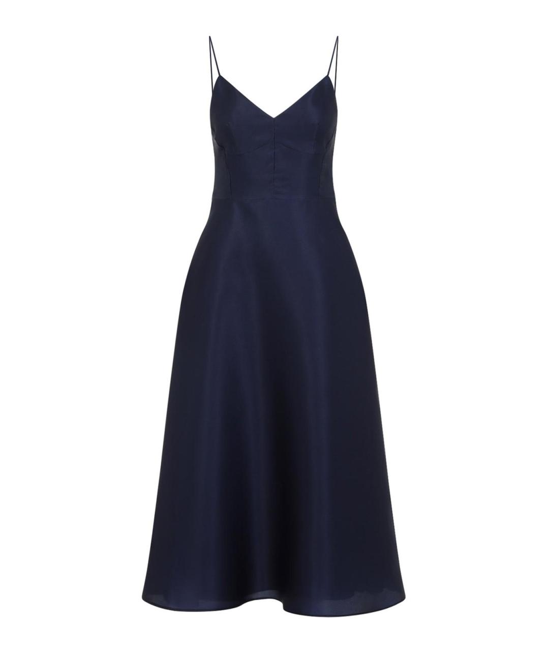 ALBERTA FERRETTI Синее шелковое повседневное платье, фото 1