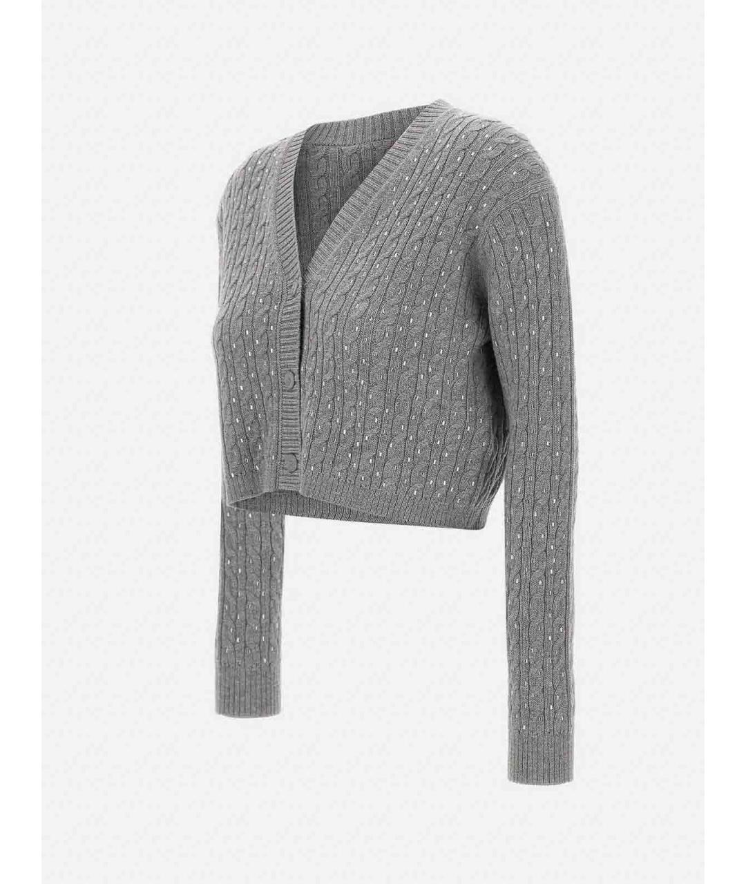 MAX MARA STUDIO Серый шерстяной кардиган, фото 2