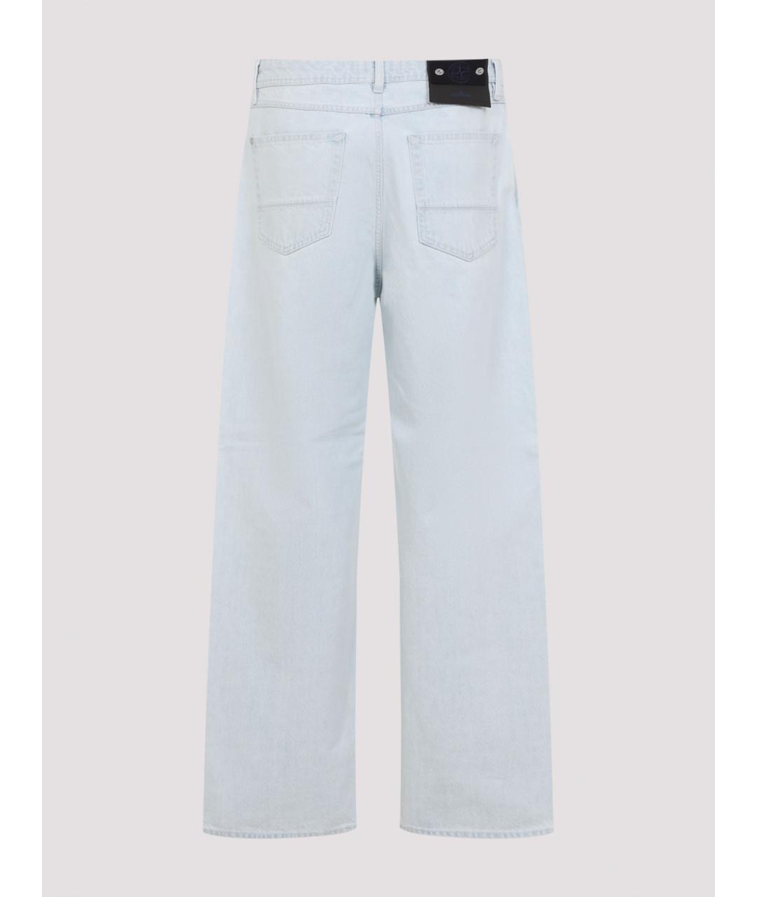 STONE ISLAND Голубые хлопковые прямые джинсы, фото 2
