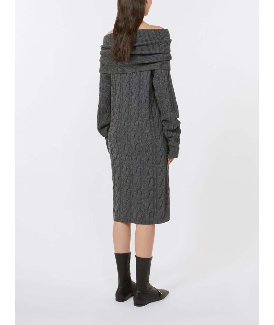 MAX MARA STUDIO Серое кашемировое повседневное платье, фото 4
