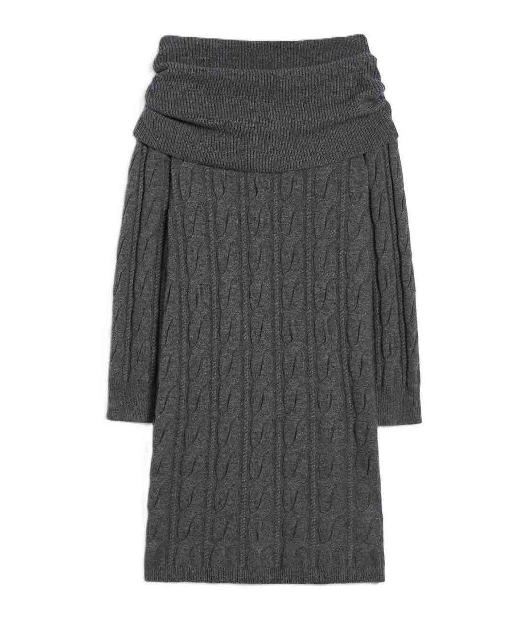 MAX MARA STUDIO Серое кашемировое повседневное платье, фото 1