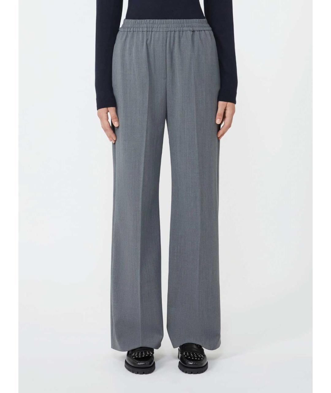 WEEKEND MAX MARA Серые полиэстеровые брюки широкие, фото 3
