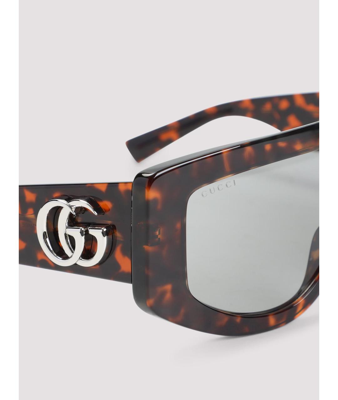 GUCCI Коричневые пластиковые солнцезащитные очки, фото 3