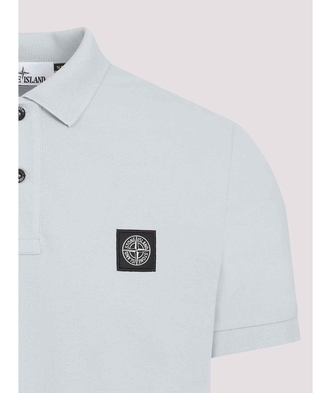 STONE ISLAND Голубое хлопковое поло с коротким рукавом, фото 3