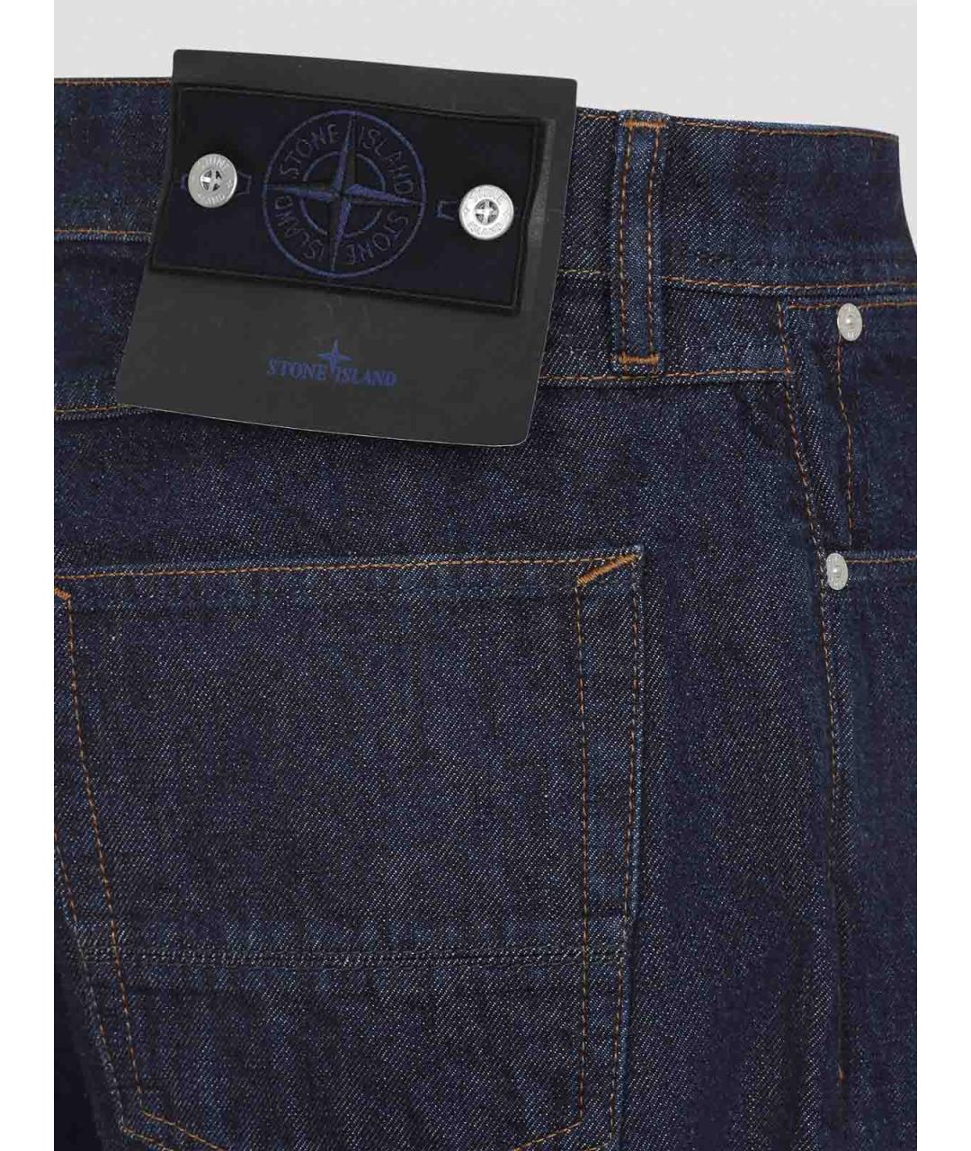 STONE ISLAND Синие хлопковые прямые джинсы, фото 3