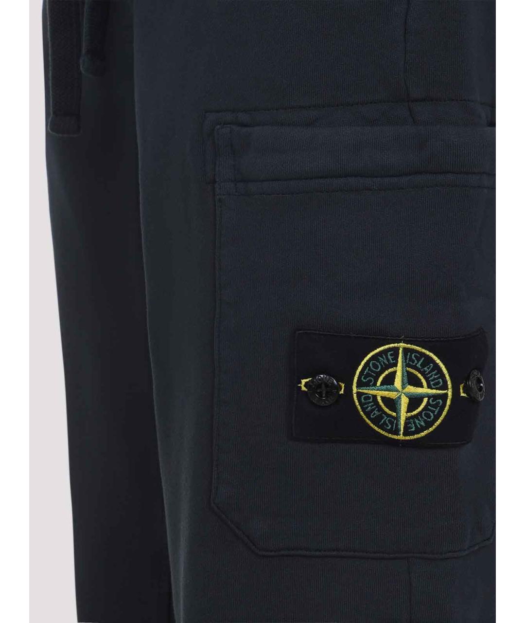 STONE ISLAND Темно-синие хлопковые повседневные брюки, фото 3