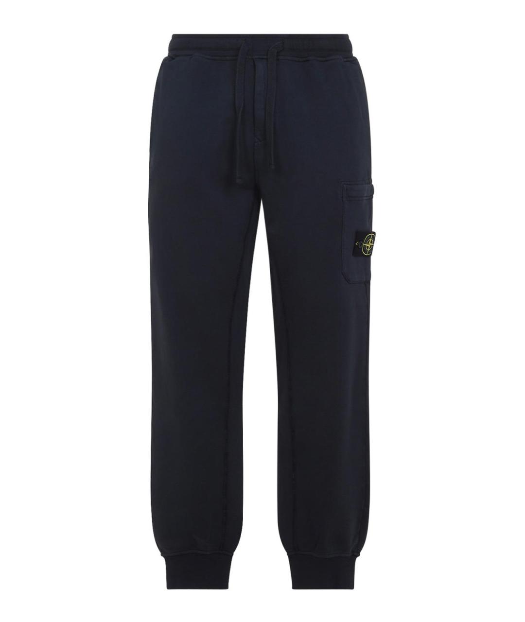 STONE ISLAND Темно-синие хлопковые повседневные брюки, фото 1