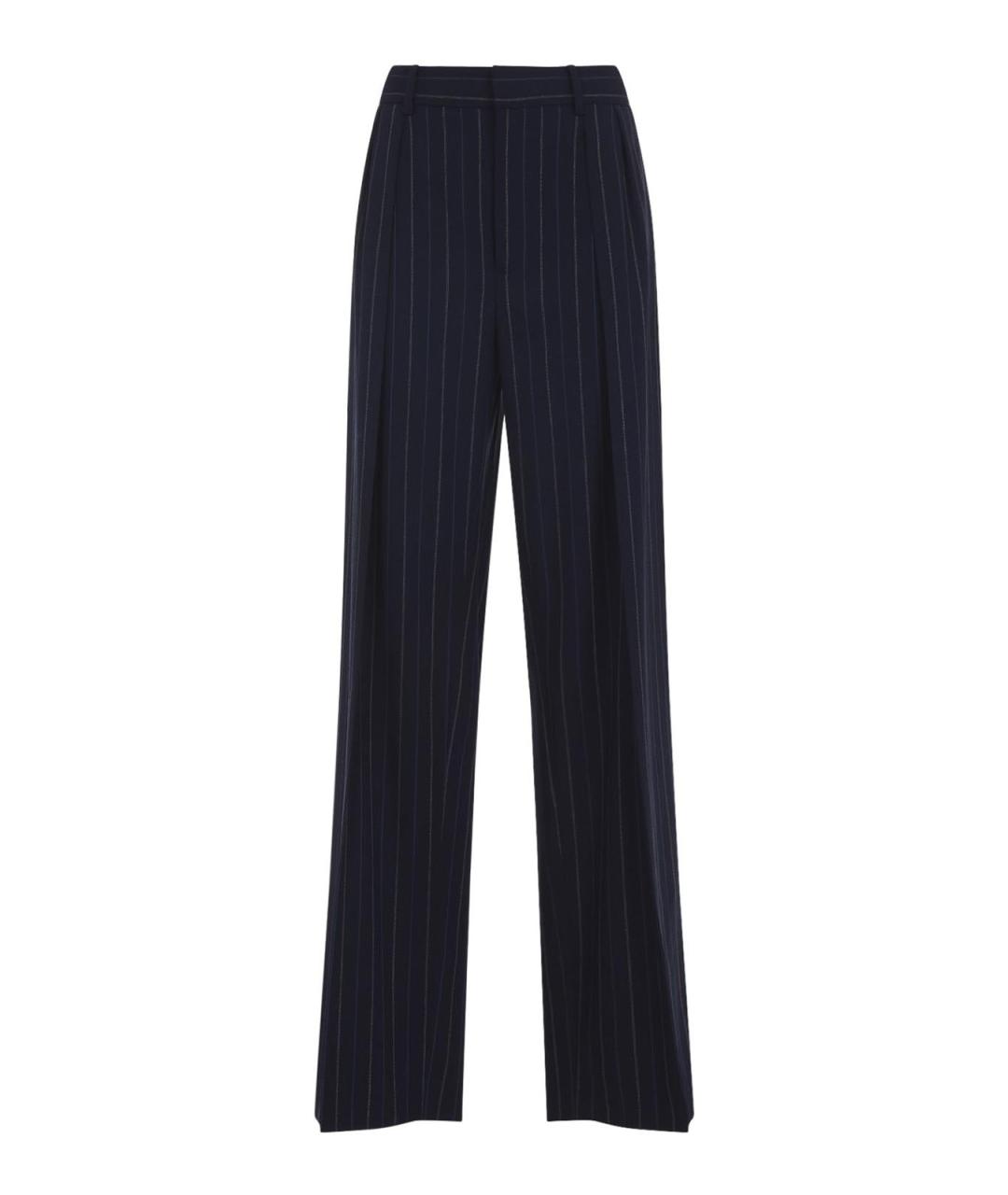 RALPH LAUREN Синие шерстяные брюки широкие, фото 1