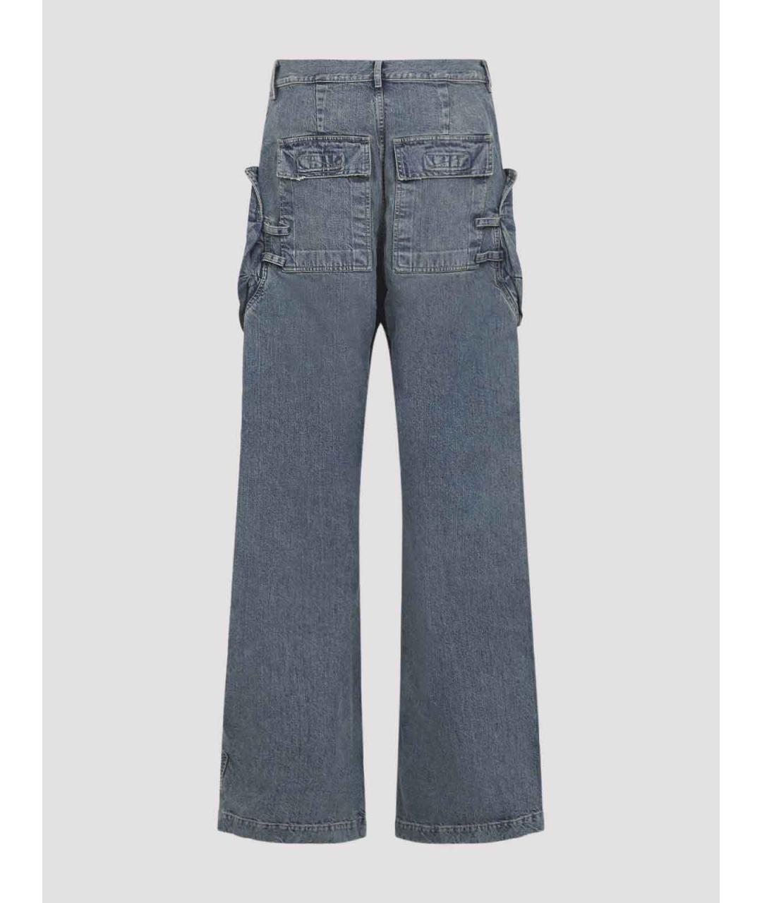 RICK OWENS Синие хлопковые повседневные брюки, фото 2