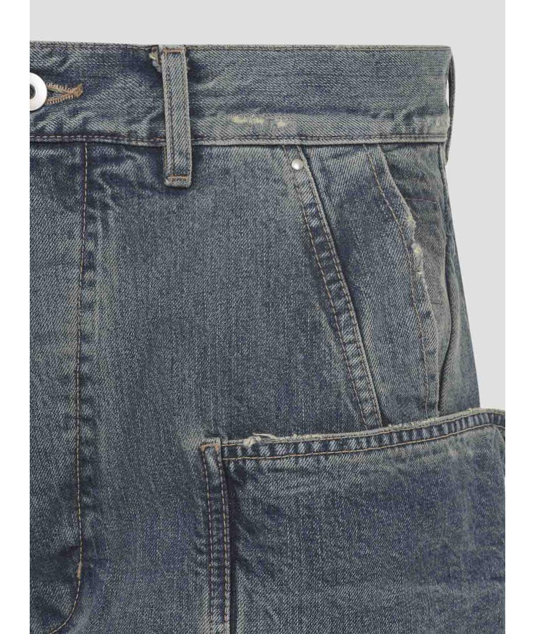 RICK OWENS Синие хлопковые повседневные брюки, фото 3