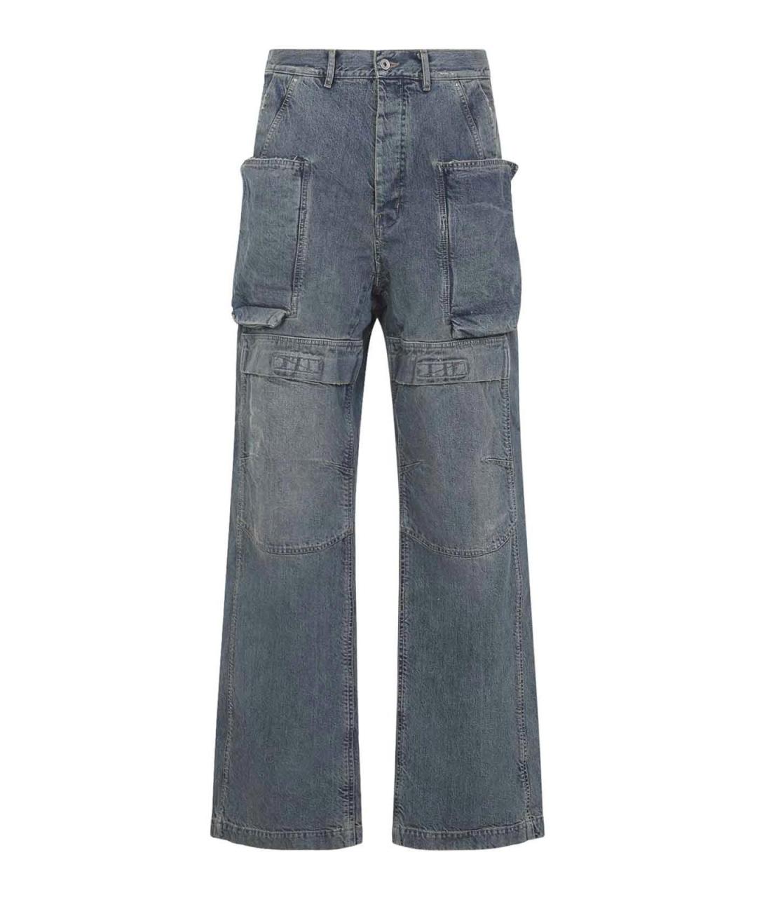 RICK OWENS Синие хлопковые повседневные брюки, фото 1