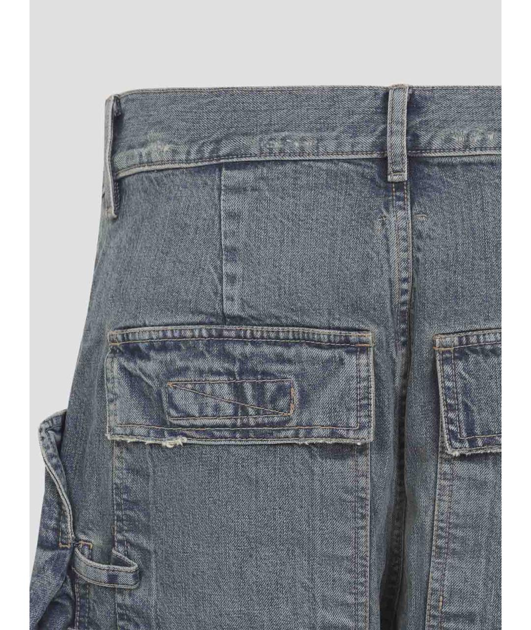 RICK OWENS Синие хлопковые повседневные брюки, фото 4