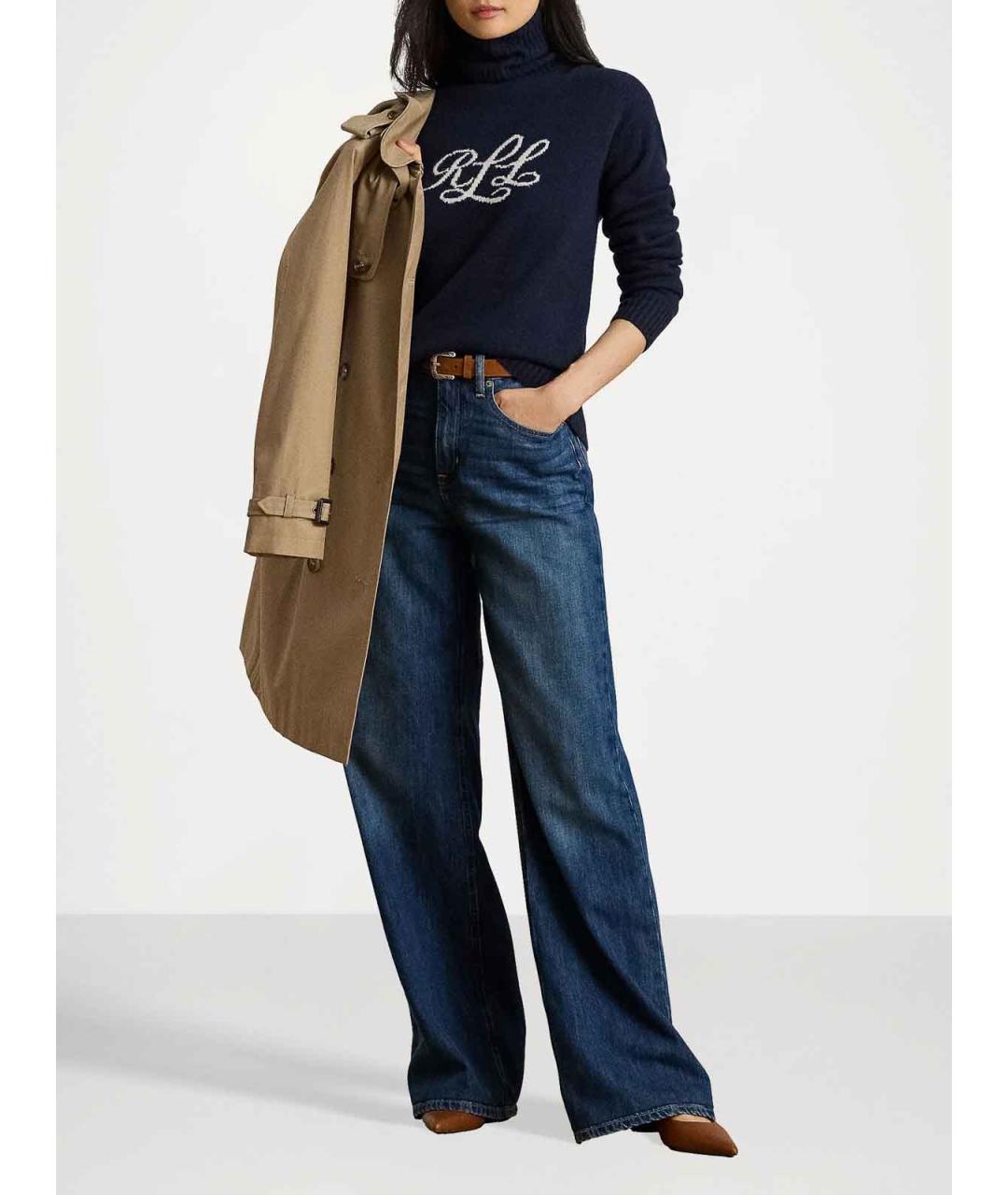 RALPH LAUREN Темно-синий кашемировый джемпер / свитер, фото 2