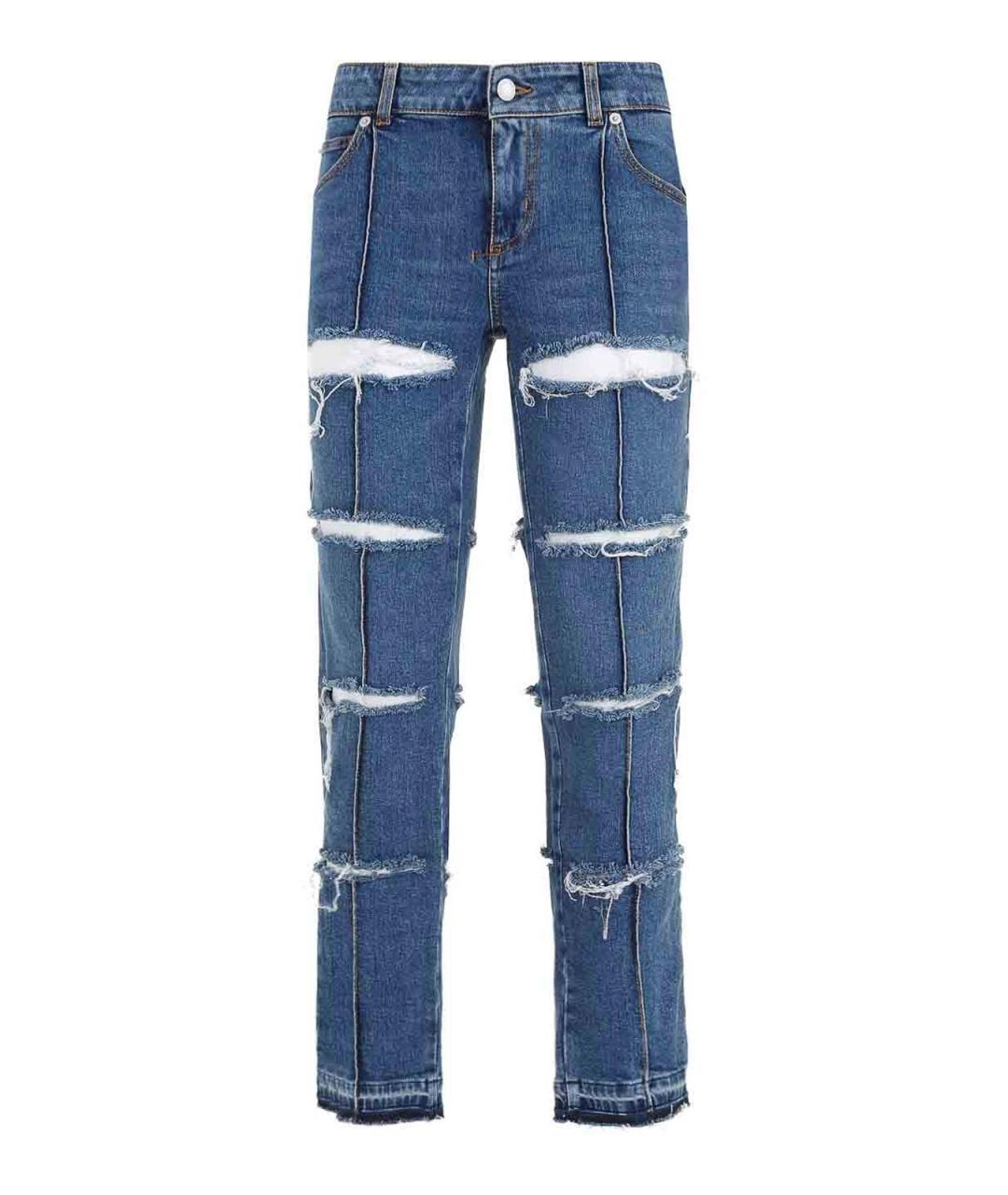 ALEXANDER MCQUEEN Синие хлопковые прямые джинсы, фото 1